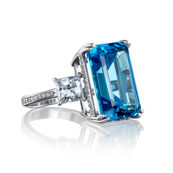 12345 Золота каблучка з топазом Swiss та фіанітами S, Tesori. Артикул 530244/02/1/7899 12345 грн55,333 12345