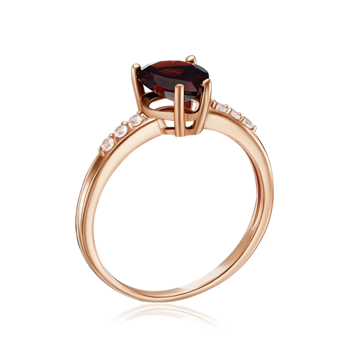 12345 Золота каблучка з гранатом та фіанітами. Артикул 530271/01/0/7309 12345 грн10,423 12345
