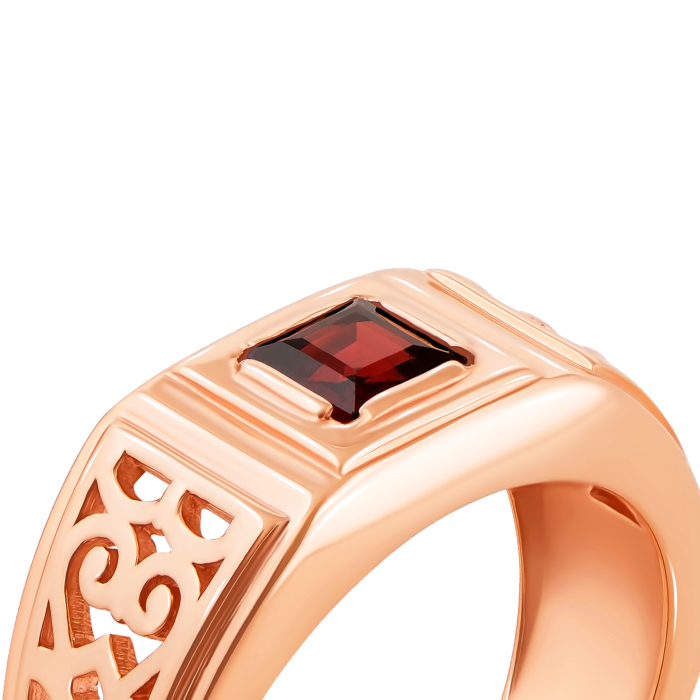Золотая печатка с гранатом. Артикул 51031/гр