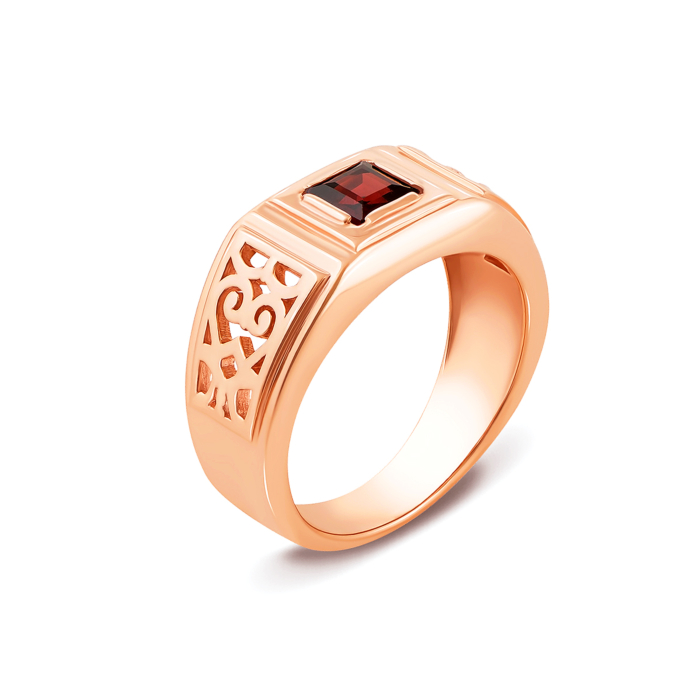 Золотая печатка с гранатом. Артикул 51031/гр