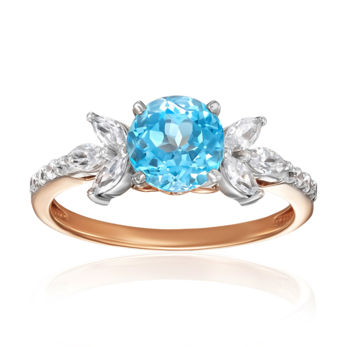 12345 Золота каблучка з топазом та фіанітами. Артикул 530408/01/1/7396 12345 грн13,689 12345