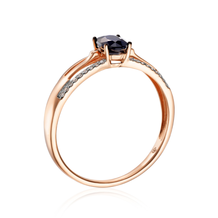 Золота каблучка з діамантами і сапфіром. Артикул 53607/01/1/10362