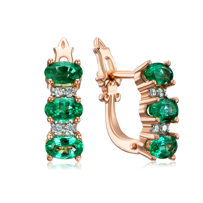 12345 Золоті сережки зі смарагдами і діамантами. Артикул 53740/1.25см 12345 грн65,356 12345
