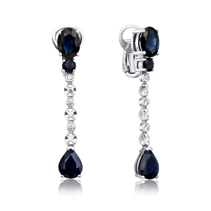 12345 Золоті сережки-підвіски з сапфірами та діамантами. Артикул 53773/02/1/8146 (53773/2б сап) 12345 грн291,892 12345