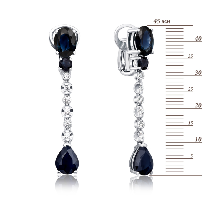 12345 Золоті сережки-підвіски з сапфірами та діамантами. Артикул 53773/02/1/8146 (53773/2б сап) 12345 грн291,892 12345