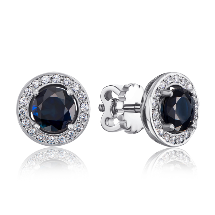 Золоті пусети з сапфірами і діамантами. Артикул 53776/02/1/8443