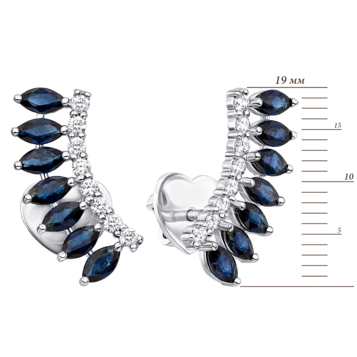 12345 Золоті сережки-кафи з діамантами і сапфірами. Артикул 53796/02/1/8255 12345 грн87,715 12345