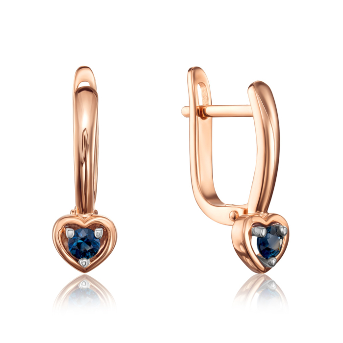 12345 Золоті сережки «Серце» з сапфірами. Артикул 53879/01/1/8053 12345 грн23,342 12345