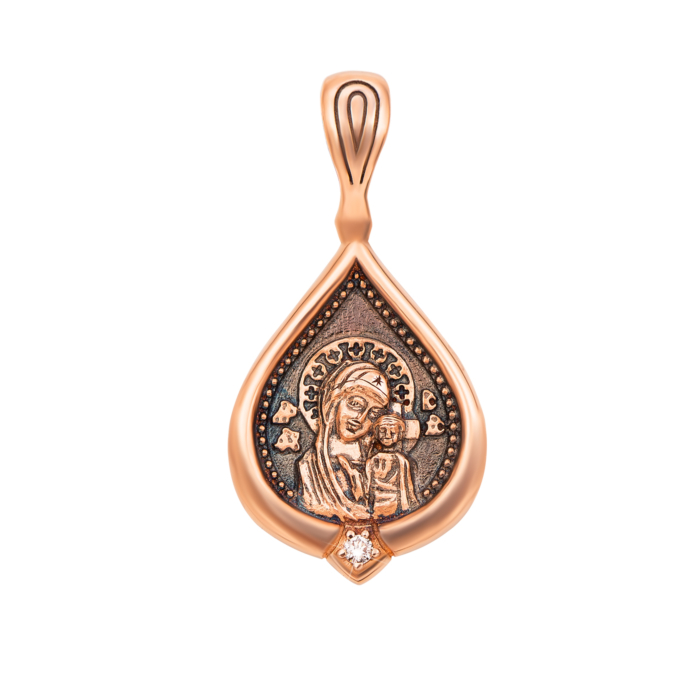 12345 Золота підвіска-іконка Божої Матері «Казанська» з діамантом. Артикул 53970/1.25 12345 грн19,042 12345