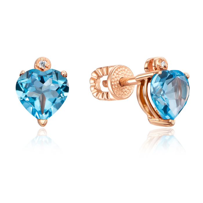 12345 Золоті пусети з топазом swiss і фіанітом. Артикул 540005/01/0/5502 12345 грн8,309 12345