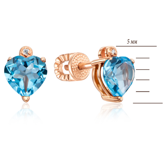 12345 Золоті пусети з топазом swiss і фіанітом. Артикул 540005/01/0/5502 12345 грн8,309 12345