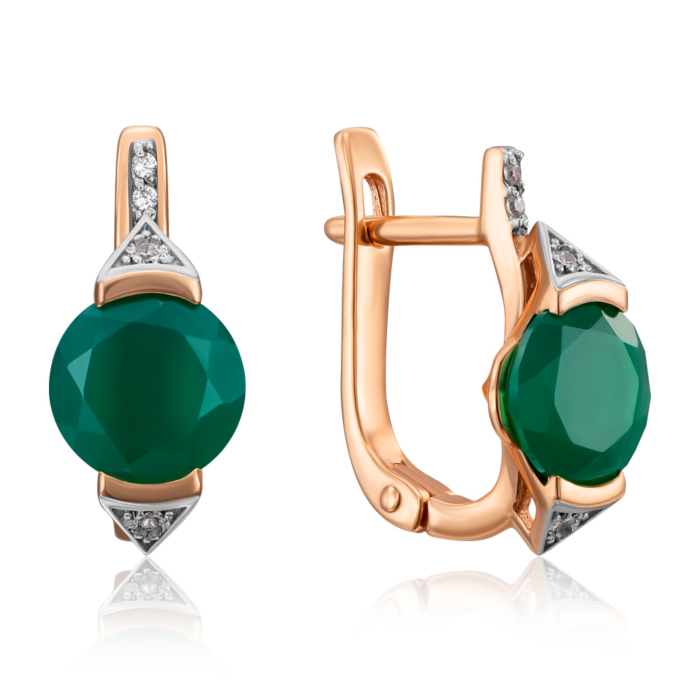 12345 Золоті сережки з агатом і фіанітами. Артикул 540016/01/1/5479 (540016/агат) 12345 грн12,200 12345