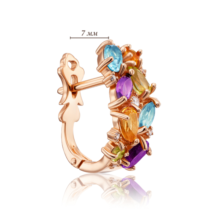 12345 Золоті сережки з міксом напівдорогоцінного каміння. Артикул 540029/01/0/5593 12345 грн27,763 12345