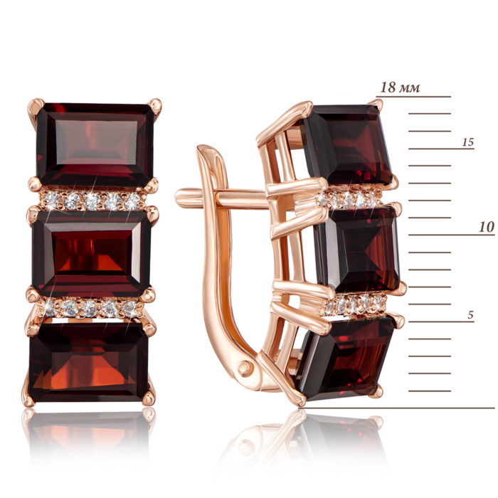 12345 Золоті сережки з гранатом і фіанітами. Артикул 540048/01/0/5957 12345 грн21,888 12345