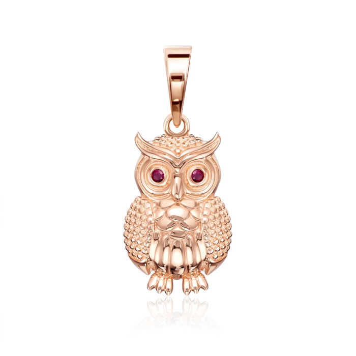 12345 Золота підвіска "Сова" з рубінами. Артикул 56421/руб 12345 грн10,074 12345