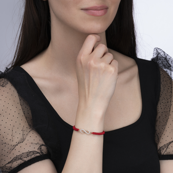 12345 Браслет з текстилю «Безмежність» з золотими вставками. Артикул 7154-1/01/1/323 12345 грн4,707 12345