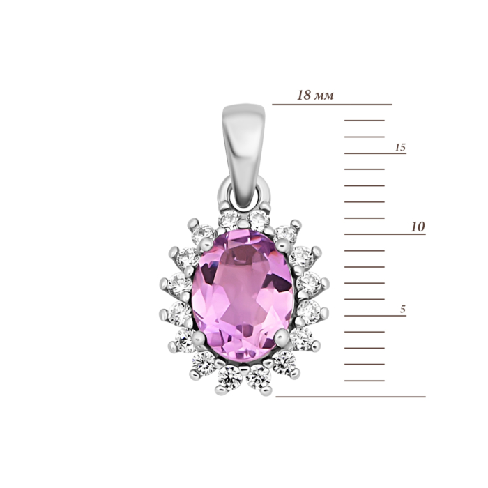 12345 Срібна підвіска з аметистом і фіанітами. Артикул UG5847П.а.Rh 12345 грн1,616 12345
