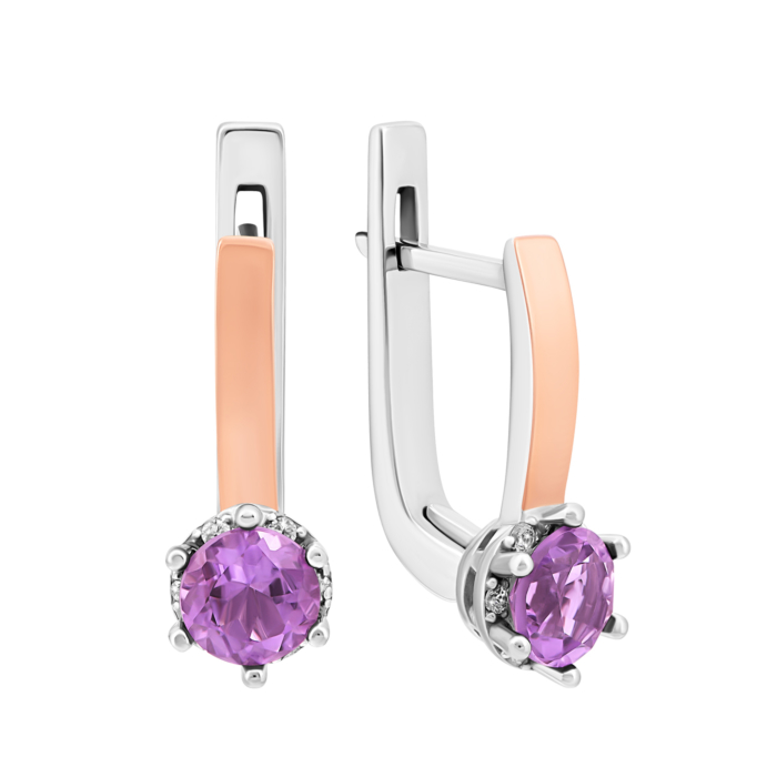 12345 Срібні сережки з аметистом. Артикул UG5848С.а.Rh 12345 грн4,360 12345
