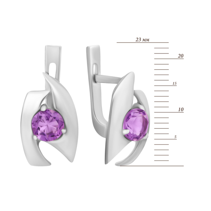 12345 Срібні сережки з аметистом. Артикул UG5с1278аметRh 12345 грн4,659 12345