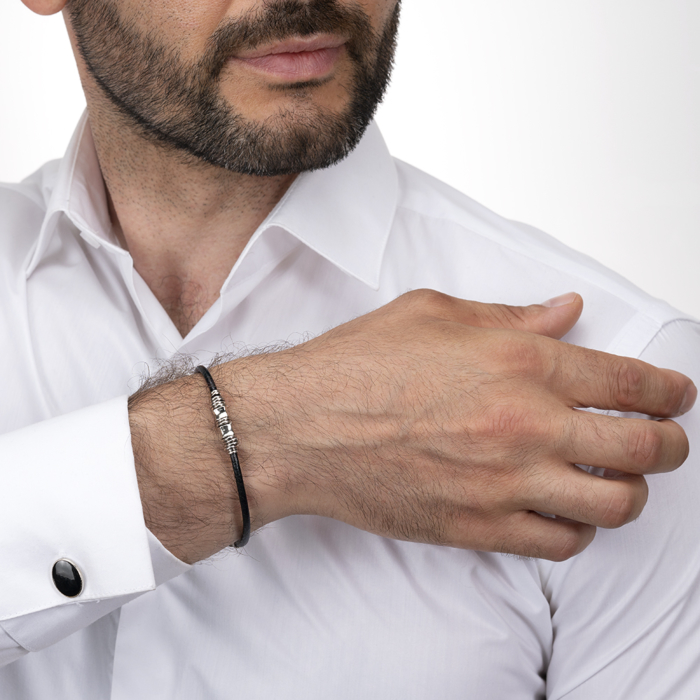 12345 Шкіряний срібний браслет. Артикул BLDXU000113-B/12 12345 грн4,014 12345