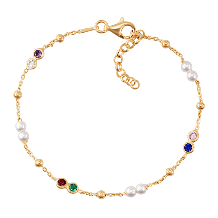 12345 Срібний браслет з фіанітами та перлами. Артикул BRT_11081-B/20/21081 12345 грн1,545 12345