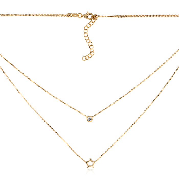 12345 Срібне позолочене кольє з фіанітом. Артикул CLT 11875 G-K/20/1 12345 грн1,914 12345