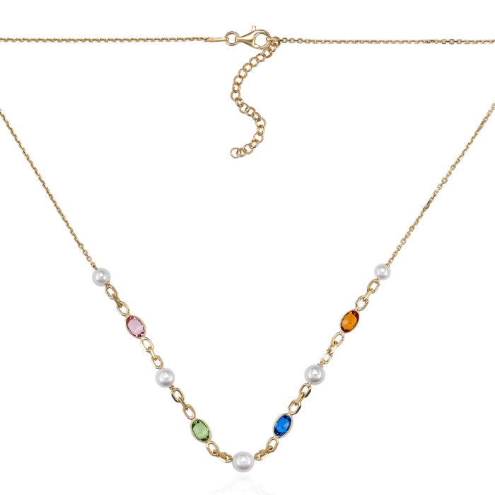 12345 Срібне кольє з перлами та фіанітами. Артикул CLT_12083-K/20/21072 12345 грн2,954 12345