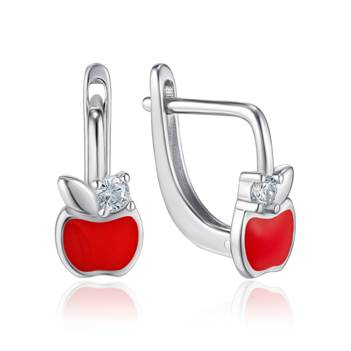 12345 Срібні сережки з емаллю та фіанітом. Артикул DE06213-E/12/1715 12345 грн1,462 12345