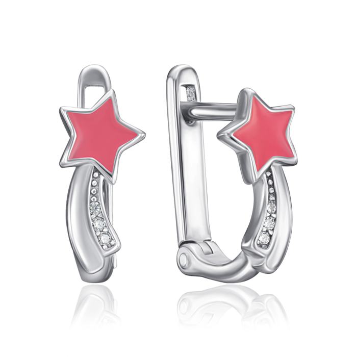 12345 Срібні сережки з емаллю та фіанітами. Артикул DE06637-E/12/563 12345 грн1,231 12345