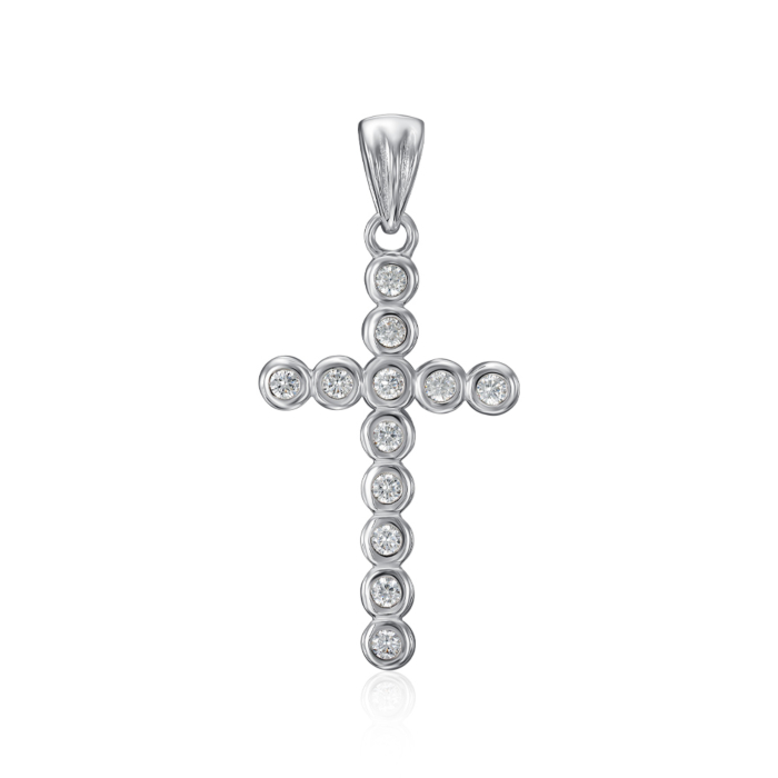 12345 Срібний хрестик з фіанітами. Артикул DP14491-P/12/1 12345 грн1,043 12345