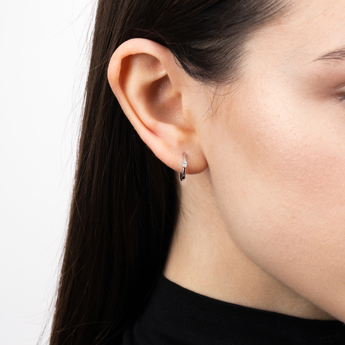 12345 Срібні сережки-конго з фіанітом. Артикул B01061-E/12/1 12345 грн907 12345