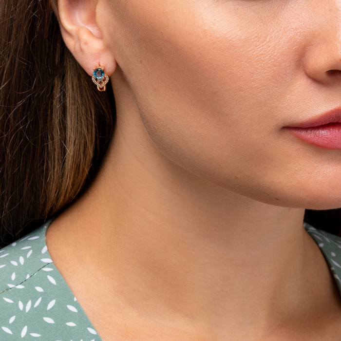 12345 Золоті сережки з лондон-топазом і фіанітами. Артикул 50326/01/0/5555 12345 грн17,340 12345