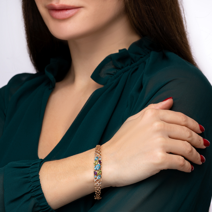 12345 Золотий браслет з міксом каменів. Артикул 7115/01/1/5724 12345 грн49,702 12345