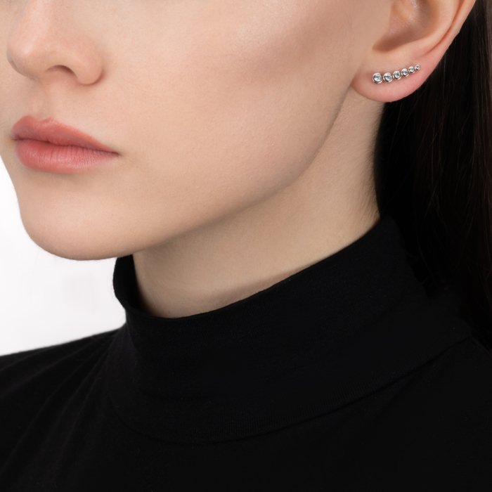 12345 Срібні сережки-кафи з фіанітами. Артикул OE02134B-E/12/1 12345 грн1,445 12345