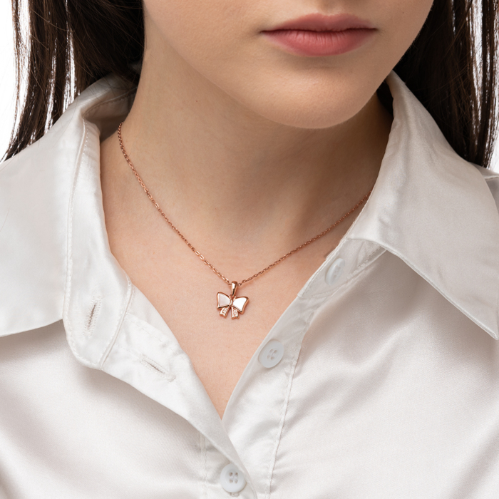 12345 Срібна позолочена підвіска з перламутром та фіанітами. Артикул HJP-844-ROSE-P/17/4510 12345 грн1,052 12345