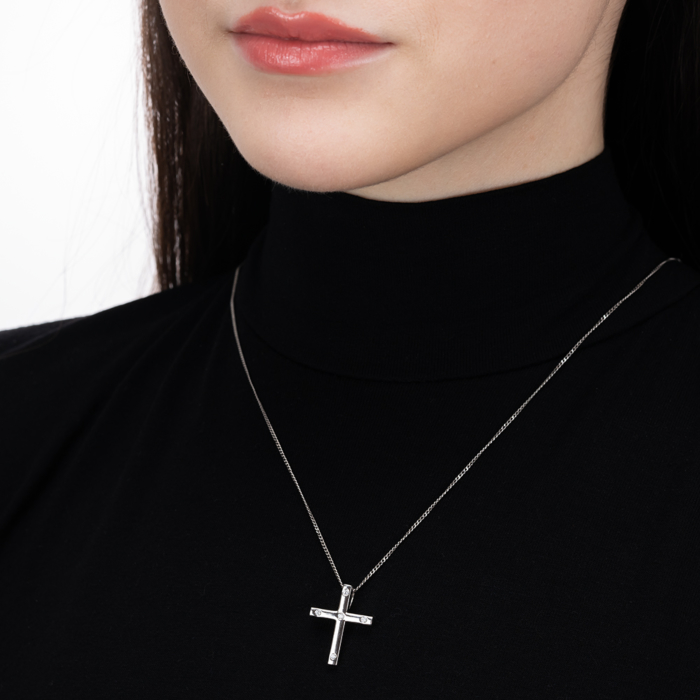 12345 Срібний хрестик з фіанітами. Артикул OP02629C-P/12/1 12345 грн1,757 12345