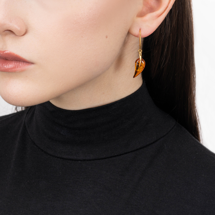 12345 Срібні сережки з бурштином. Артикул AuE90C-E/20/2787 12345 грн2,966 12345