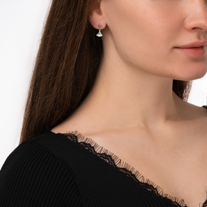 12345 Срібні пусети з фіанітами та емаллю. Артикул ME15327A-E/12/1810 12345 грн1,376 12345