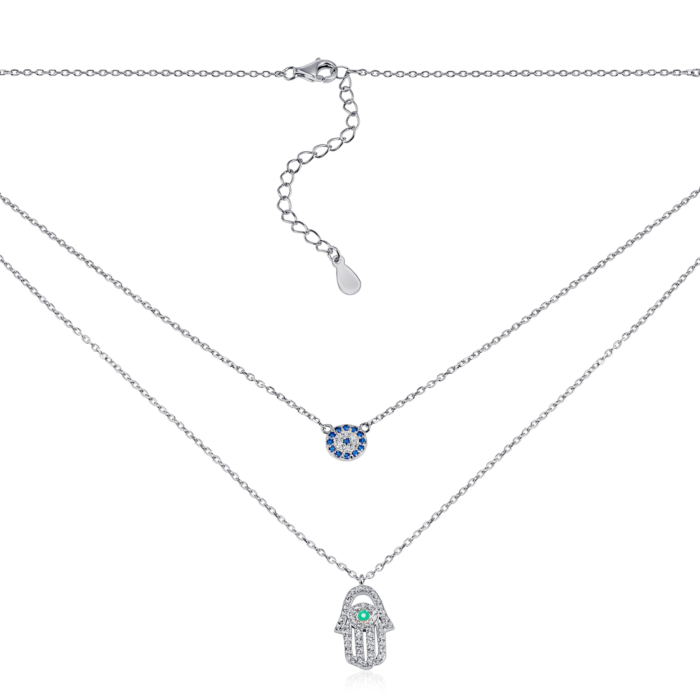 Срібне кольє з фіанітами. Артикул DY190203-S-W-HD-K/12/21004