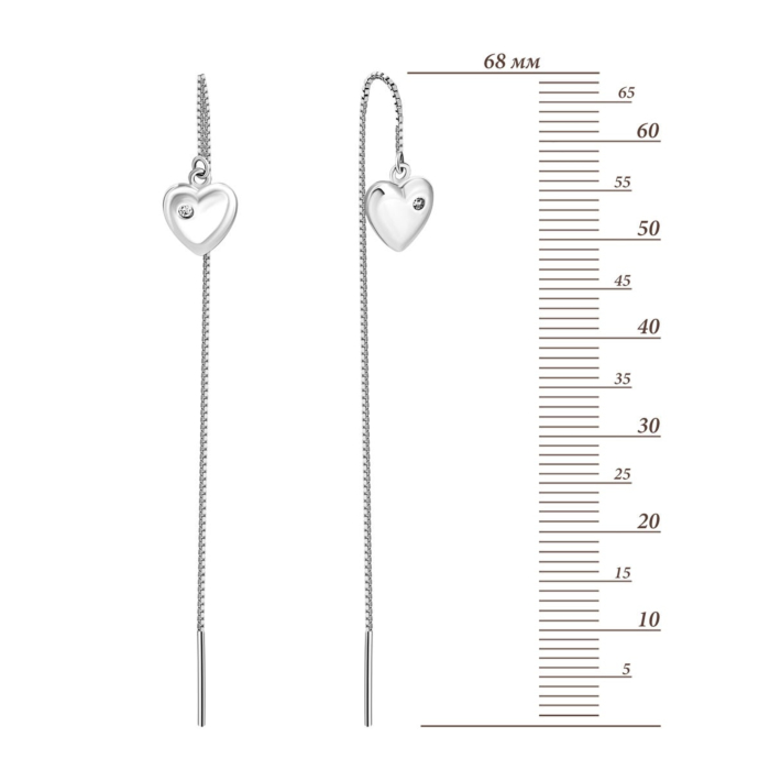 Серебряные серьги-протяжки (продевка) c фианитом. Артикул UG5EA60391