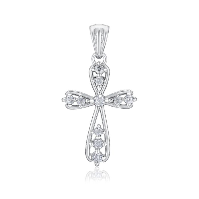 12345 Срібний декоративний хрестик з фіанатами. Артикул G00045-P/12/1 12345 грн1,052 12345