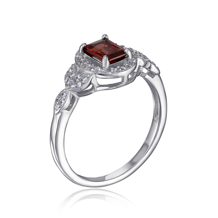 12345 Срібна каблучка з гранатом і фіанітами. Артикул GREP3066-R/12/6233 12345 грн2,588 12345