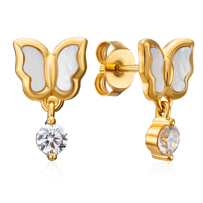 12345 Срібні позолочені сережки з перламутром та фіанітом. Артикул HJES-842-GOLD-E/20/1090 12345 грн2,129 12345