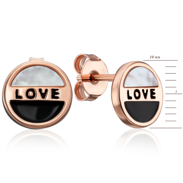 12345 Срібні пусети з позолотою, емаллю та перламутром. Артикул HJES-859-ROSE-E/17/4665 12345 грн2,121 12345