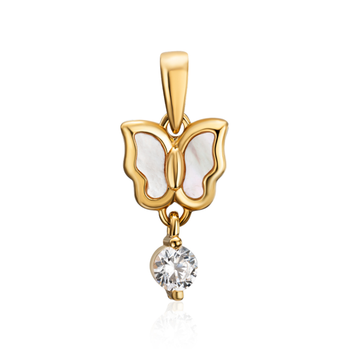 12345 Срібна позолочена підвіска з перламутром та фіанітом. Артикул HJP-842-GOLD-P/20/4510 12345 грн1,146 12345