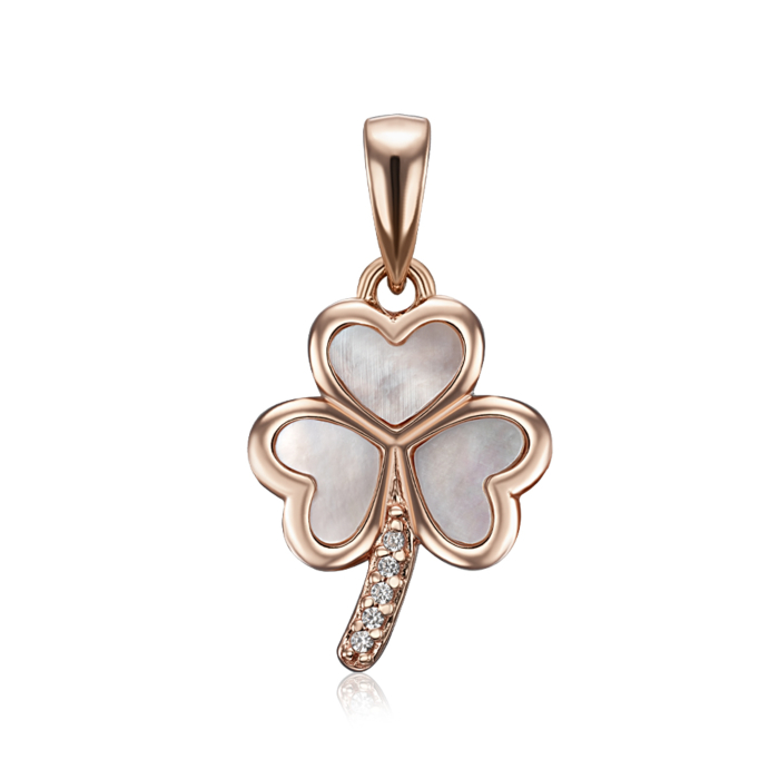 12345 Срібна позолочена підвіска з перламутром та фіанітами. Артикул HJP-843-ROSE-P/17/4510 12345 грн1,060 12345