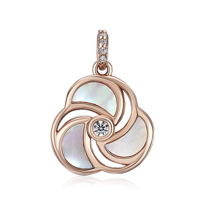 12345 Срібна позолочена підвіска з перламутром та фіанітами. Артикул HJP-847-ROSE-P/17/1090 12345 грн1,710 12345