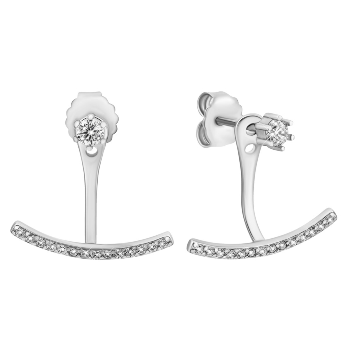 Серебряные пуссеты с фианитами. Артикул UG5JB00239