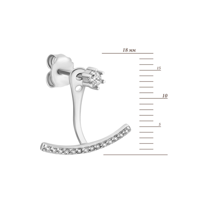 Серебряные пуссеты с фианитами. Артикул UG5JB00239