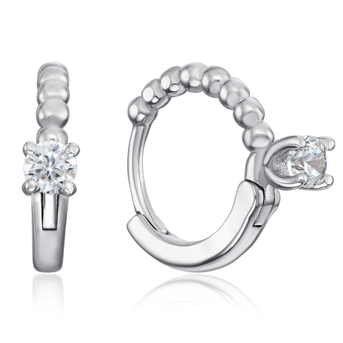 12345 Срібні сережки-конго з фіанітом. Артикул ME13881A-E/12/1 12345 грн2,113 12345